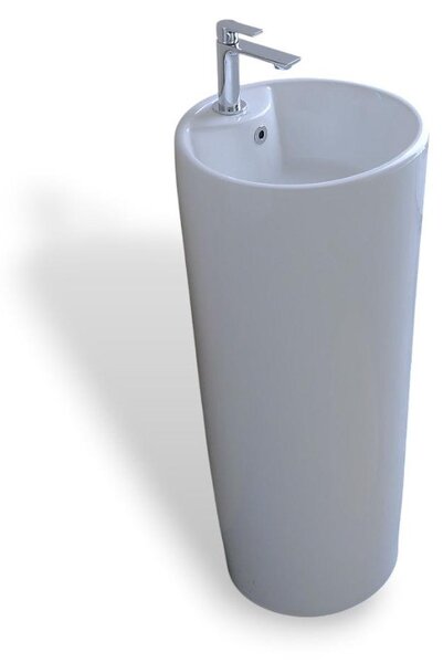 Lavabo lavandino tondo in Vetroceramica bianca lucida 40xH83 cm