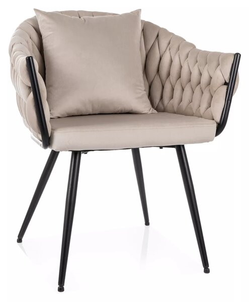 Sedia Nuvo Velvet in velluto beige chiaro – 62x47x86 cm
