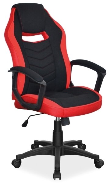 Poltrona girevole Camaro in tessuto nero/rosso – 59x49x106 cm