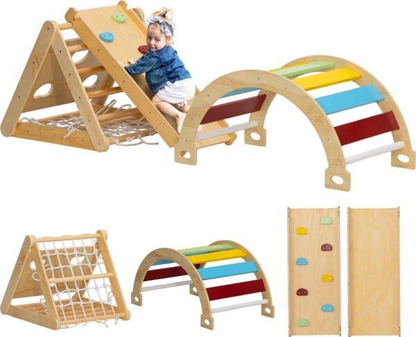 AIYAPLAY, struttura da gioco per interni, triangolo da arrampicata 7 in 1 con scivolo e arco da arrampicata