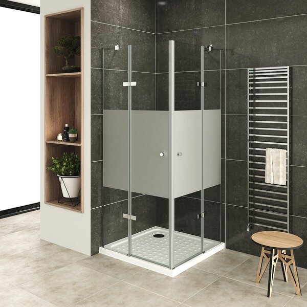 Cabina doccia angolare i-flair 75x70x180 cm in vetro di sicurezza da 6 mm parzialmente satinato - DK19