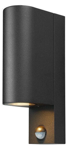 Lampada da parete per esterni Prios Tetje, nera, rotonda, sensore