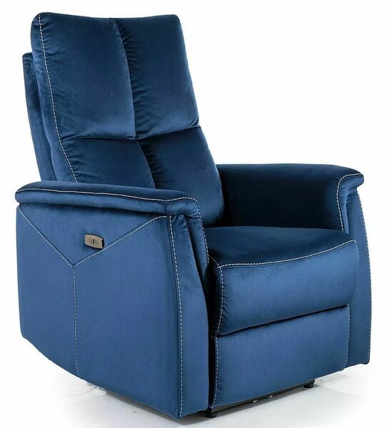 Poltrona relax Neptun Velvet in velluto blu navy – 76x94x96 cm