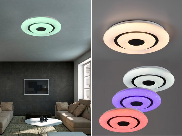Plafoniera a LED Reality Rana, nera, bianca, con telecomando