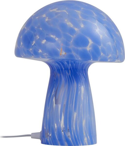 Lampada da tavolo Lindby Hubi, blu, vetro, Ø 22 cm, a forma di fungo
