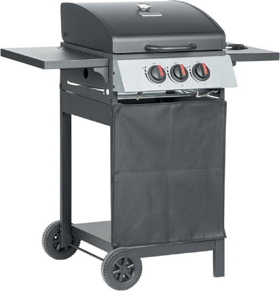 Barbecue a gas RIBEYE con 2 bruciatori principali più bruciatore laterale | acciaio inox
