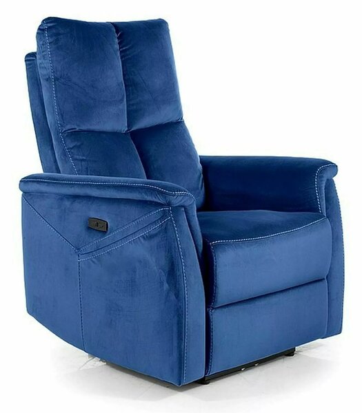 Poltrona relax elettrica Neptun M Velvet – blu navy