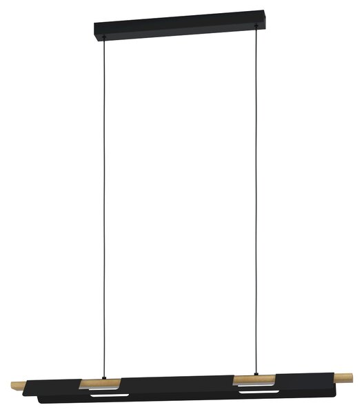 Lampada a sospensione Eglo Ermua LED nero/legno 31 watt dimmerabile