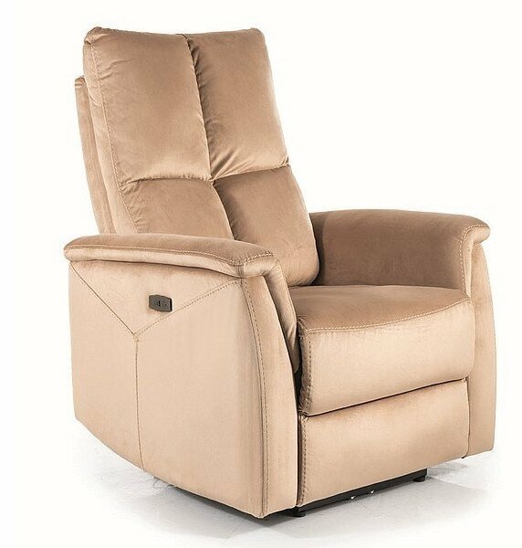 Poltrona relax Neptun Velvet in velluto beige – 76x94x96 cm