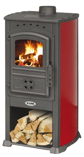 Stufa riscaldamento a legna con struttura in acciaio 7,3 kW Koral - red