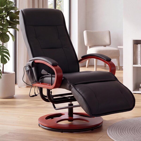 Poltrona relax ARLES II CON massaggio ~ Pelle finta, nera
