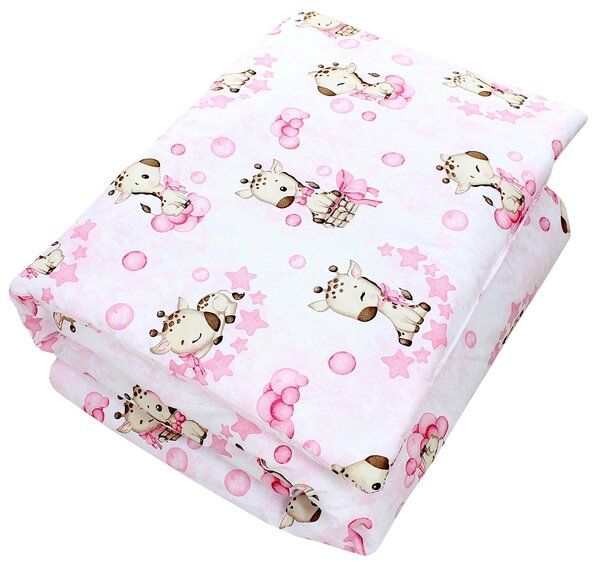 Set di piumoni per bambini TupTam con motivi decorativi: piumone per tutte le stagioni, copriletto, cuscino e federa, 2 pezzi, colore: giraffa/rosa, dimensioni: 135x100 cm