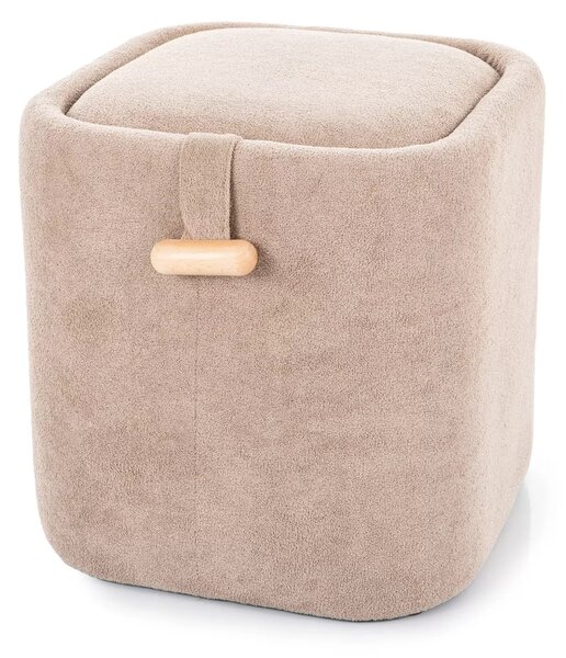Pouf Nap con contenitore in tessuto beige scuro – 37x37x42 cm