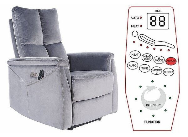 Poltrona relax elettrica Neptun M Velvet – grigio