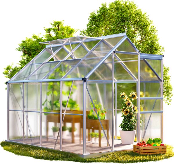 GARDEBRUK® Serra in alluminio 4,8m² 250x190cm incl. 2 lucernari Casa del pomodoro Serra di coltivazione Telaio freddo da giardino Casa delle piante Coltivazione 7,63m³