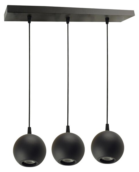 ENOVALITE LED lampada a sospensione GLOBE, attacco GU10, IP20, Ø10cm, 3 fiamme, nero