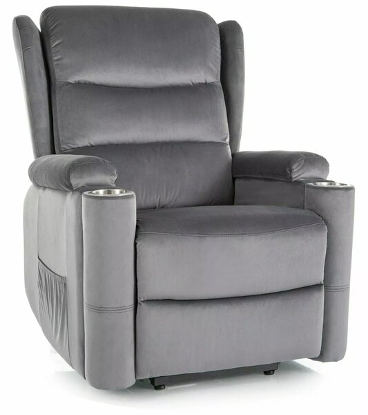 Poltrona reclinabile Minos Velvet – grigio
