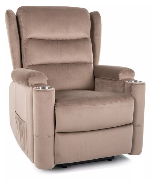 Poltrona reclinabile Minos Velvet – beige scuro