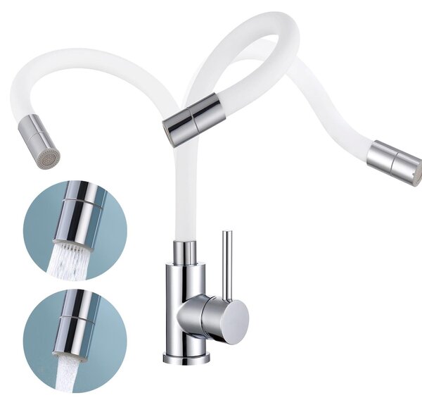 Rubinetto da cucina con bocchetta girevole a 360° - bianco