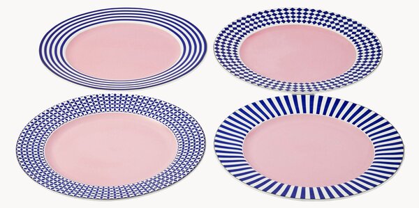 Set di 4 piatti piani in porcellana Aunty
