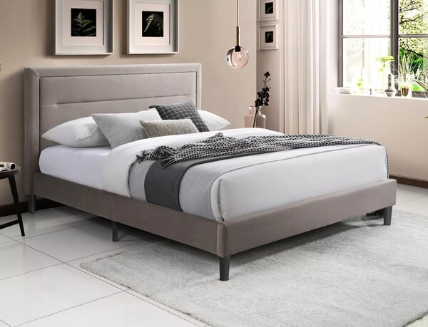 Letto Malaga Velvet in velluto beige scuro – 140x200 cm