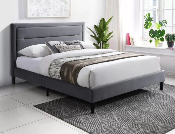 Letto Malaga Velvet in velluto grigio – 140x200 cm