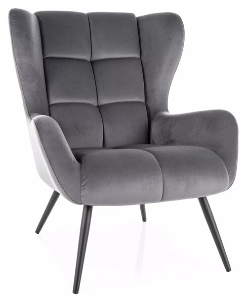 Poltrona Louis Velvet in velluto grigio – 75x87x91 cm