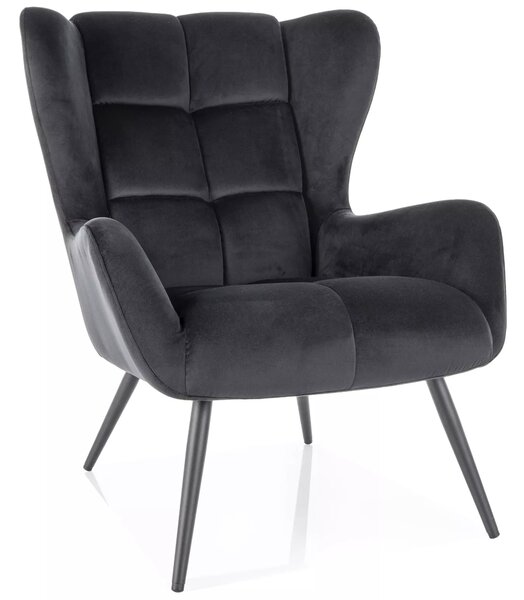Poltrona Louis Velvet in velluto nero – 75x87x91 cm