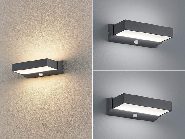 Lampada da esterno a LED con sensore di movimento, antracite - Set da 2 per l'illuminazione del terrazzo