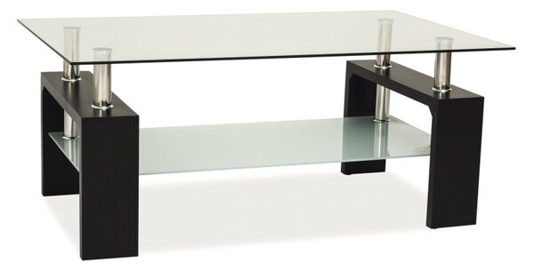 Tavolino da salotto Lisa Basic II in vetro e MDF wengé – 100x60x55 cm
