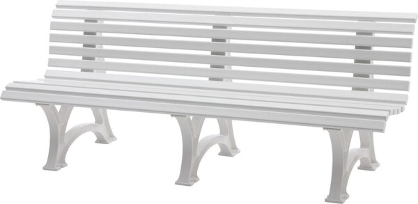 Panchina da giardino Jamaica | 4 posti | bianco | HxLxP 80x200x64cm | plastica resistente agli agenti atmosferici e ai raggi UV | panchina da parco Panchina da esterno Balcone da giardino Terrazza