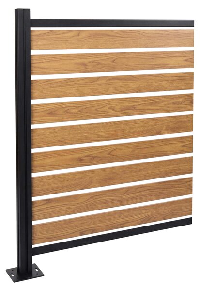 Recinzione per bidoni della spazzatura in alluminio MCW-K57, elemento di ampliamento rivestimento per bidoni della spazzatura, effetto legno espandibile 130x100x6 cm ~ marrone chiaro
