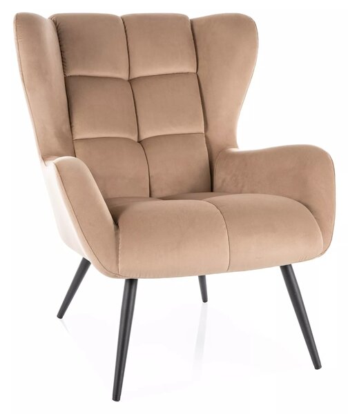 Poltrona Louis Velvet in velluto beige – 75x87x91 cm