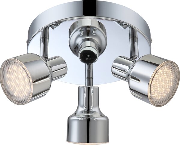 Lampada a sospensione Globo, modello "Rois", finitura cromata, con 3 LED; codice prodotto: 56213-3
