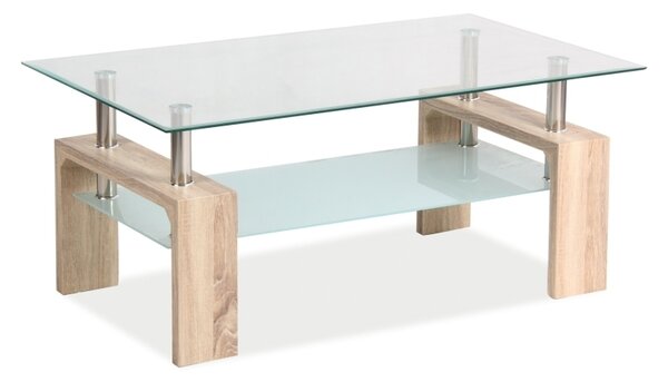 Tavolino da salotto Lisa Basic II in vetro e MDF rovere Sonoma – 100x60x55 cm