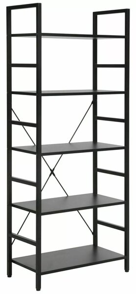 Libreria Loft R5 in metallo e laminato nero – 60x30x146 cm