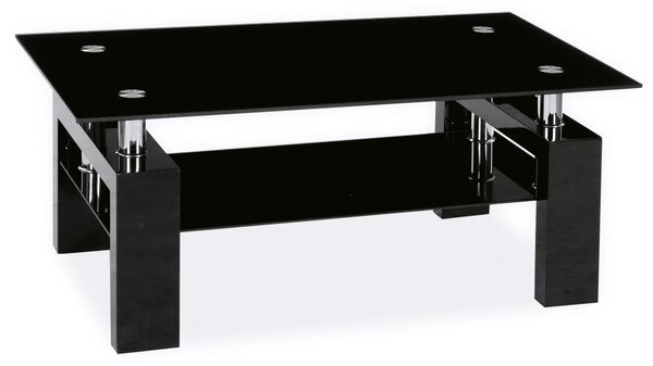 Tavolino da salotto Lisa II in vetro e MDF nero – 110x60x55 cm