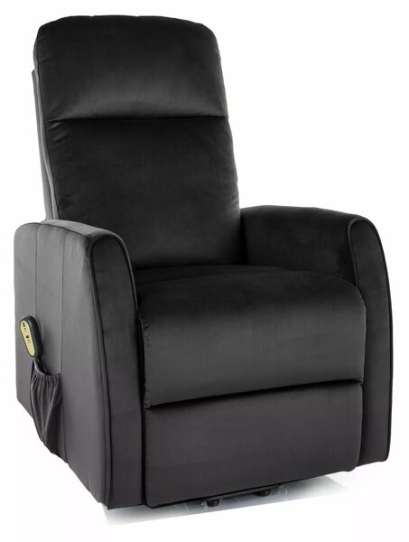 Poltrona reclinabile elettrica Leto Velvet con funzione alzapersona – 68x90/165x107 cm – nero