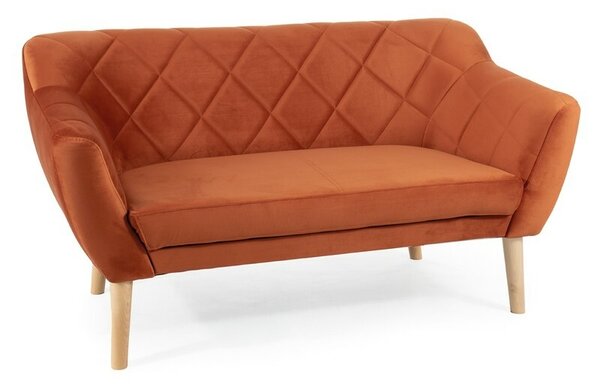 Divano Karo 2 Velvet in velluto color cannella con gambe in legno naturale – 140x75x76 cm
