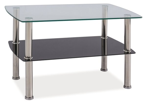 Tavolino Irene in vetro temperato e metallo cromato – 75x45x45 cm