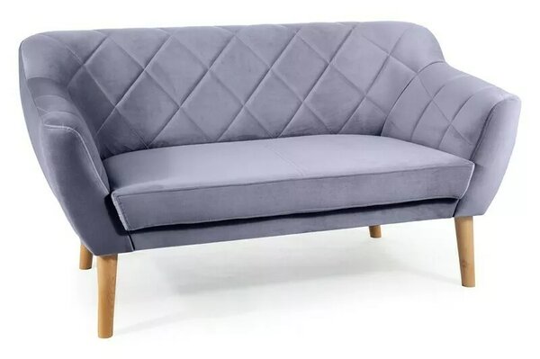 Divano Karo 2 Velvet in velluto grigio con gambe in legno naturale – 140x75x76 cm