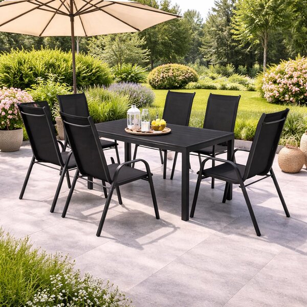 Set da giardino Set di sedute 7 pezzi L150xP90xcm Antracite/Nero