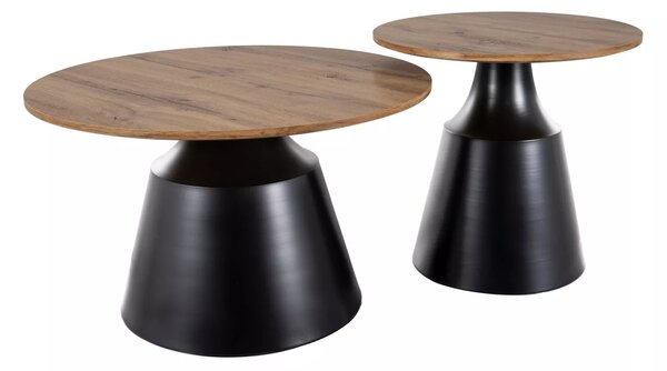Set tavolini Itaka in MDF effetto rovere artisan – Ø70x40 cm