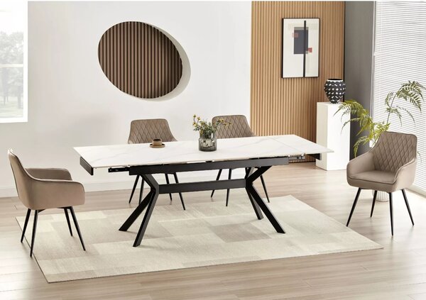 Tavolo Imperia 160 in ceramica bianco opaco – 160/220x90x75 cm
