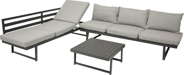 Set da giardino DEGAMO, set lounge funzionale BOGOTA in alluminio grigio opaco, 280x280 cm, resistente alle intemperie