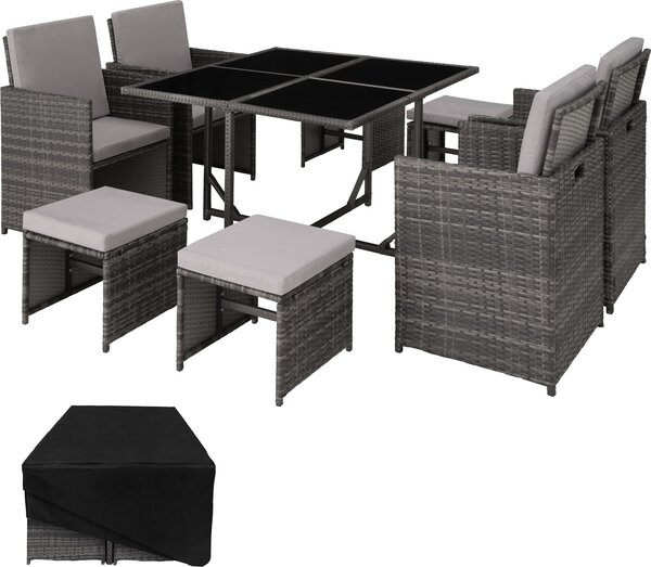 Tectake® Gruppo di sedute in rattan Bilbao per 4-8 persone