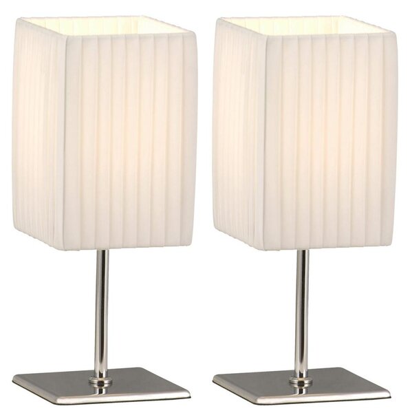 Set di 2 lampade da tavolo a LED, tessuto bianco, cromo, H 26 cm
