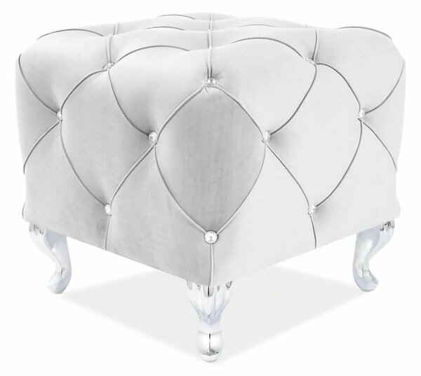 Pouf Hestia K in velluto grigio chiaro – 50x50x46 cm