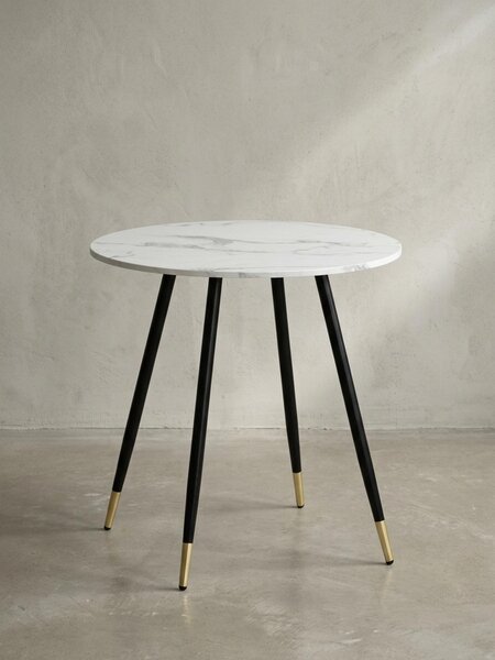Tavolo da pranzo 75x75x76 cm effetto marmo bianco Tavolo da pranzo moderno, tavolo da cucina con gambe in metallo, piccolo tavolo da pranzo rotondo