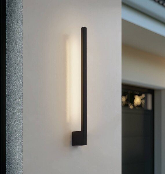 Lindby Applique LED Neano, 60 cm, nero, metallo, IP54